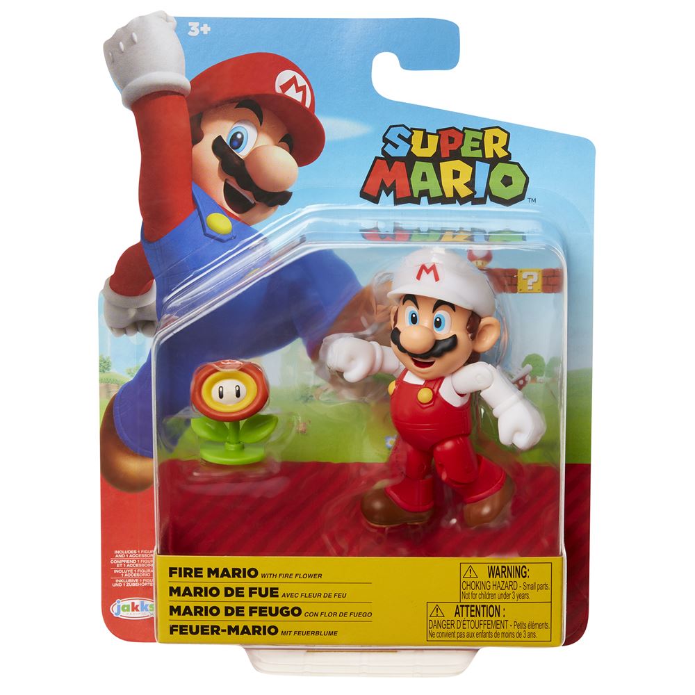 Figurine - JAKKS PACIFIC - Super Mario Bros : Mario de Feu - 10 cm