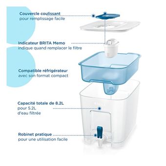 Distributeur d’eau Brita Flow avec 1 cartouche Maxtra Pro 1051126 Bleu