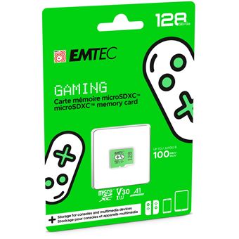 Carte mémoire Gaming microSD UHS-I U3 V30 A1/A2 Emtec 128
