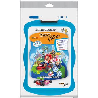 Ardoise Ecolier Bic Décor Super Mario avec 1 Marqueur Velleda 1721 et 1 Effaçette