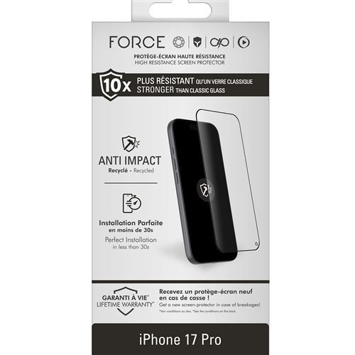Protection d écran Forceglass 2,5D Anti-Impact Transparent pour iPhone 17 Pro