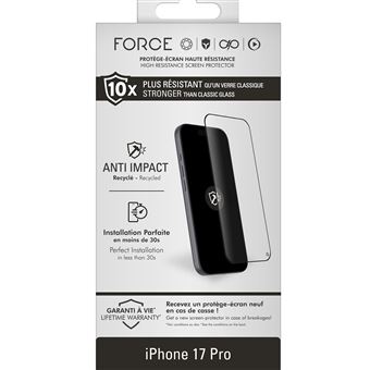 Protection d'écran Forceglass 2,5D Anti-Impact Transparent pour iPhone 17 Pro - 1