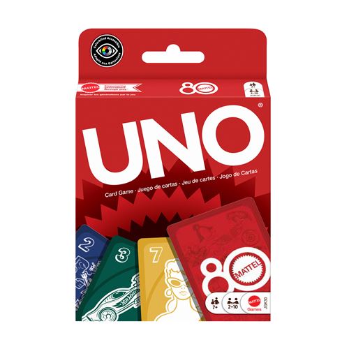 Jeu de Cartes Mattel UNO Rouge Rubis 80 Ans – Pour Toute La Famille, JGK30 - vue 2