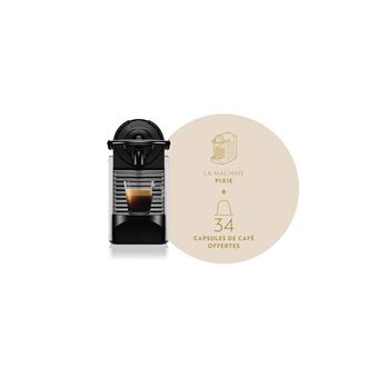 Cafetière à dosette Magimix 11725 Pixie 1260 W Noir et Argent avec 34 capsules Nespresso offertes