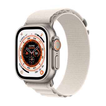 Apple Watch Ultra + Cellular, boîtier Titane 49mm avec Boucle Alpine Lumière Stellaire Taille M