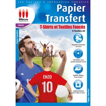 Micro Application Papier Transfert pour T-shirts et Textiles Foncés - A4  (210 x 297 mm) 6 feuille(s) papier transferts sur T-shirt - Fnac.ch - Papier  d'impression