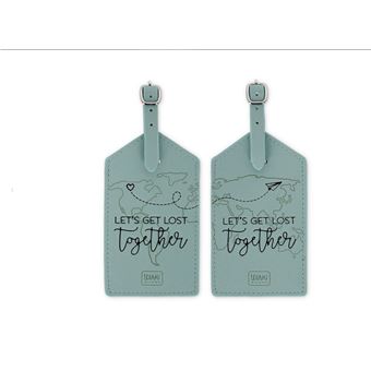 Set de 2 Étiquettes de voyage Legami Let's get lost together S Turquoise