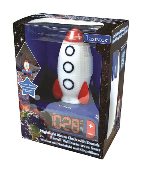 Jeu d'éveil Lexibook Réveil digital veilleuse lumineuse Space Fusée 3D