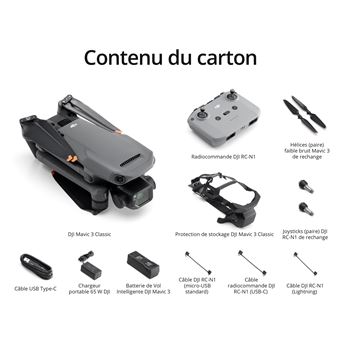 Drone DJI Mavic 3 Classic avec radiocommande Gris