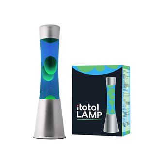 Lampe à poser Itotal Lave Base argentée Liquide Bleu Cire Verte 30 W 40 cm