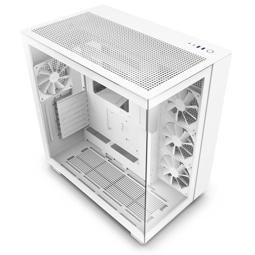Boîtier PC NZXT H9 FLOW moyen tour blanc avec panneau latéral et avant verre trempé