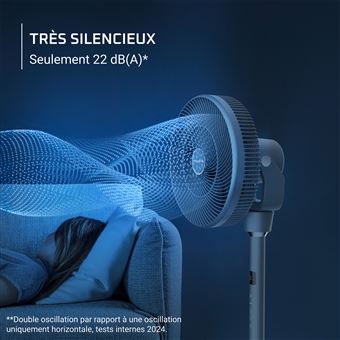 Ventilateur sur pied Rowenta Turbo Swift Silence QV5041F0 Bleu Gris