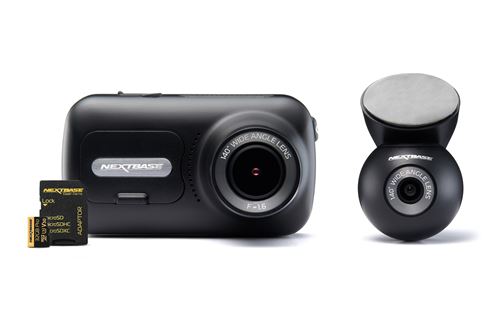 Pack complet caméra embarquée Next Base Dashcam 320X Noir et gris + Caméra arrière grand angle + CarteSD 32Go