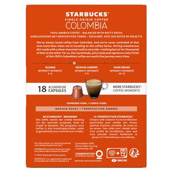Capsules café Starbucks Nespresso Colombia X18