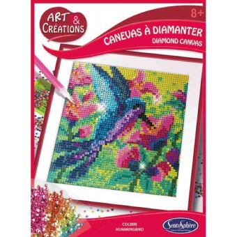 Kit créatif SentoSphère Art et créations Canevas à diamanter Colibri