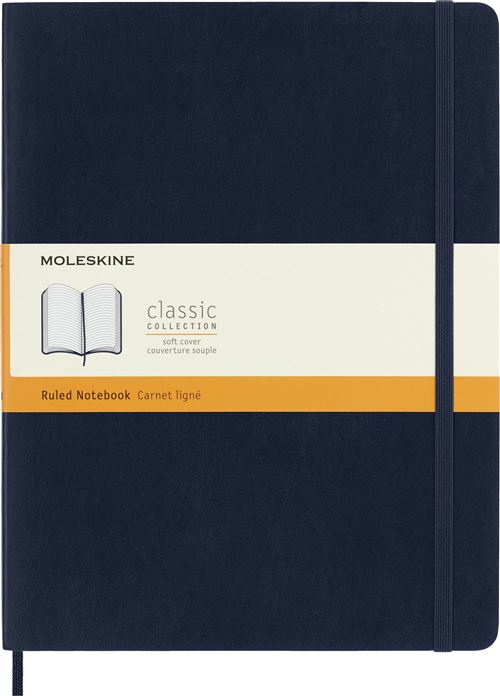 Carnet classique très grand format ligné Moleskine Couverture souple Bleu Saphir