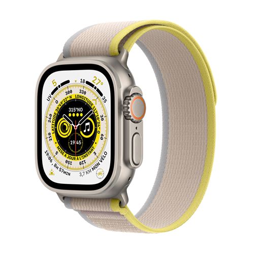 Apple Watch Ultra + Cellular, boîtier Titane 49mm avec Boucle Trail Jaune / Beige Taille M/L État correct - Apple reconditionné disponible sur Fnac