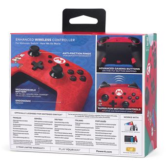 Manette sans fil améliorée pour Nintendo Switch PowerA Here we go Mario Rouge