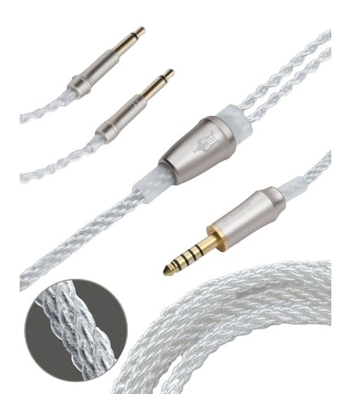 Câble Upgrade Symétrique Meze Audio 3,5 Mm Mono À 4,4 Mm Cuivre Plaqué Argent