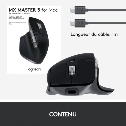LOGITECH Souris sans fil MX Master 3 for Mac Gris sidéral (910-005696) –  MediaMarkt Luxembourg