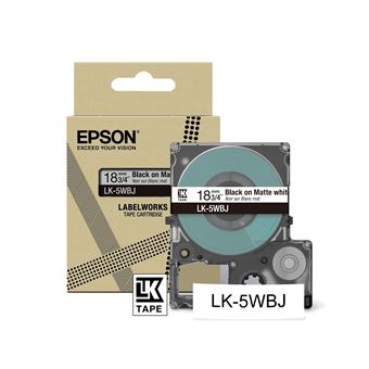 Epson LabelWorks LK-5WBJ - Noir sur blanc mat - rouleau (1,8 cm x 8 m) 1 cassette(s) boîte de suspension - cartouche de bande - pour LabelWorks LW-C410, LW-C610