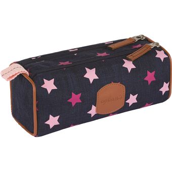 Trousse double Ooban's Funny Stars Denim et Rose