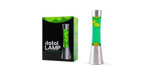 Lampe à poser Itotal Lave Base argentée Liquide Vert Cire Jaune 30 W 40 cm