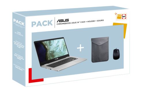 Chromebook Asus C423NA 14-inch Intel Celeron 8 GB RAM 64 GB SSD zilver + tas + muis