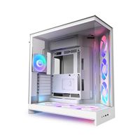Boîtier PC NZXT H9 FLOW RGB+ 2025 moyen tour blanc avec panneau latéral et avant verre trempé
