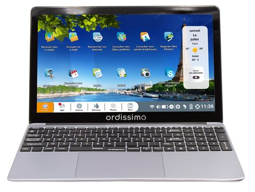 Pack PC Portable Ordissimo Lucie3 15,6 Intel® Pentium N5030 4 Go RAM 128 Go SSD Gris + souris ergonomique + pochette de transport + livre fiches pratiques