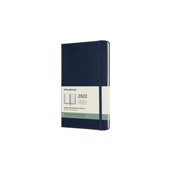 Agenda semainier Moleskine Grand format Couverture rigide 2022 Bleu saphir