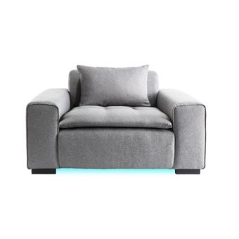 Fauteuil connecté Miliboo tissu gris clair