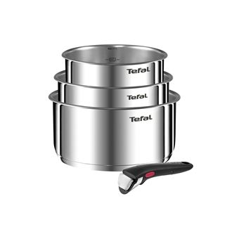 Set 3 Casseroles Tefal Inox 16/18/20 Cm + Poignée Amovible, Tous Feux Dont Induction