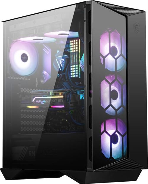 Boîtier PC gaming MSI MPG GUNGNIR 110R moyen tour noir ARGB avec panneau latéral verre trempé