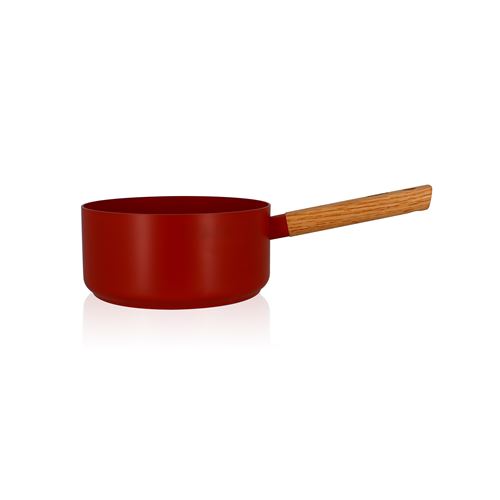 CASSEROLE ECTOR 20 CM EN ALUMINIUM REVETEMENT CERAMIQUE PAPRIKA AVEC MANCHE EN BOIS