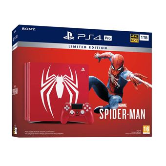 Console Sony PS 4 Pro 1 To Rouge + Manette DualShock Edition Spéciale Marvel’s Spider-man - 1