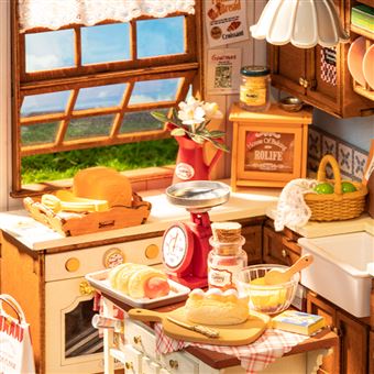 Kit Maquette De Maison Miniature – Style Café/cuisine – Système Clip Sans Colle – 15,3x17,6x12,3 Cm – Dès 14 Ans