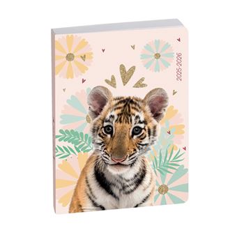 Agenda Forum Animaux Tigre 12 x 17 cm Journalier Aout 2024 a Juillet 2025 - 1