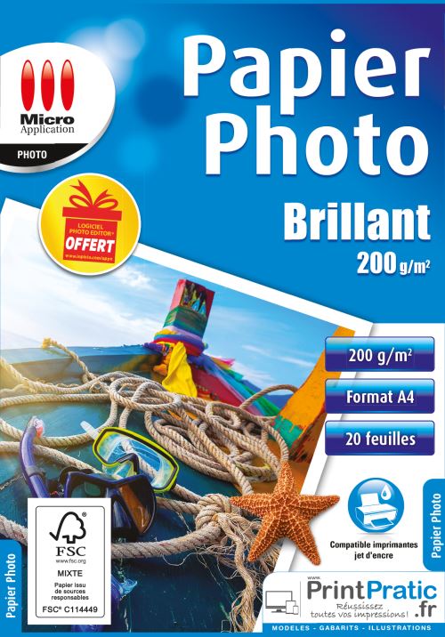 Eco pack papier photo brillant Micro Application A4