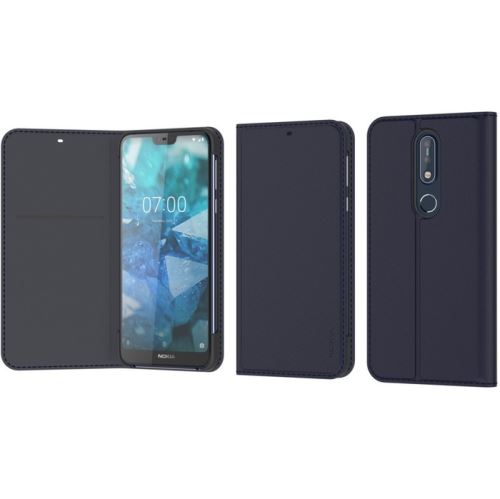 Nokia Entertainment Flip Cover - Flip cover voor mobiele telefoon - polyurethaan, polycarbonaat - zwart - voor Nokia 7.1