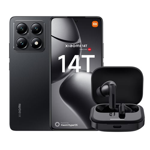 Pack Smartphone Xiaomi 14T 6,67 5G Double nano SIM 256 Go Noir Titane conçu avec Leica + Ecouteurs sans fil intra-auriculaires Xiaomi Redmi Buds 5 Noir