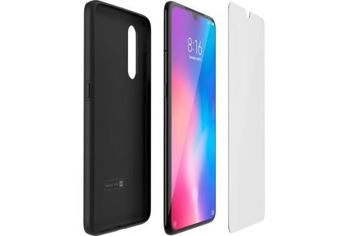 Case voor Xiaomi Mi9 Zwart + gehard glas