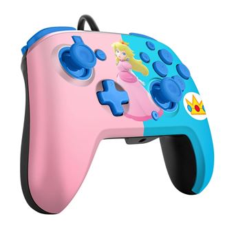 Manette filaire Pdp Faceoff Deluxe+ Audio Princesse royale Peach pour Nintendo Switch Rose et blue