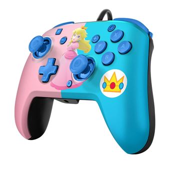 Manette filaire Pdp Faceoff Deluxe+ Audio Princesse royale Peach pour Nintendo Switch Rose et blue