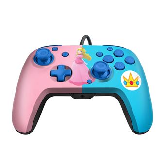 Manette filaire Pdp Faceoff Deluxe+ Audio Princesse royale Peach pour Nintendo Switch Rose et blue