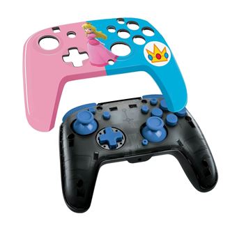 Manette filaire Pdp Faceoff Deluxe+ Audio Princesse royale Peach pour Nintendo Switch Rose et blue