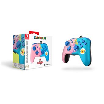 Manette filaire Pdp Faceoff Deluxe+ Audio Princesse royale Peach pour Nintendo Switch Rose et blue