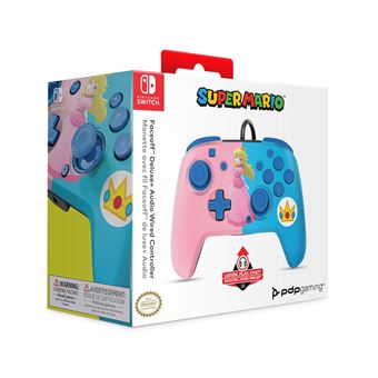 Manette filaire Pdp Faceoff Deluxe+ Audio Princesse royale Peach pour Nintendo Switch Rose et blue