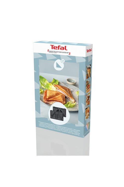 2 Plaques Croque-Triangle Tefal Snack Collection Xa8102F0 Noir