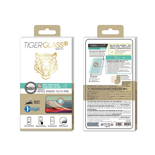 Protection D'Écran En Verre Trempé Antibactérien Tigerglass Plus Pour iPhone 12/12 Pro Transparent